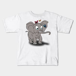 The Elephant and the Butterflies Kids T-Shirt